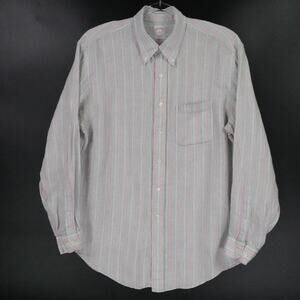 Brooks Brothers Shirt Mens L Multicolor Striped Linen Long Sleeve‎ Button Down